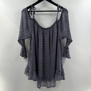 Lucky Brand Purple Off the Shoulder Mesh Sleeve Top Women’s 2XL